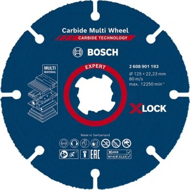 Pjovimo diskas medienai BOSCH Expert Carbide Multi Wheel X-Lock 125mm