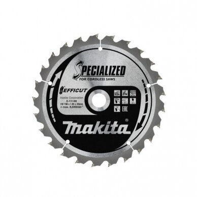 Pjovimo diskas medienai MAKITA Efficut 190x20x1,8mm 25T 1