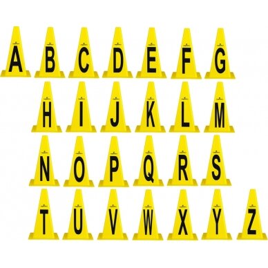 Plastikiniai treniruočių žymekliai inSPORTline Alphabet 23 cm (26vnt.)