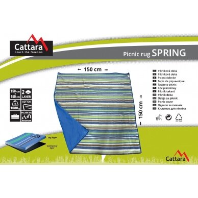 Pledas piknikams Cattara Spring – mėlynas-dryžuotas 150 x 150 cm 4