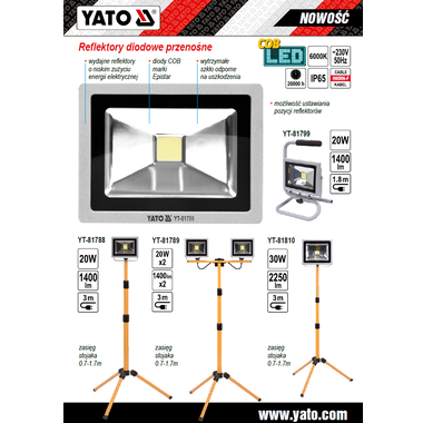 Prožektorius LED 20W x 2 + stovas teleskopinis Yato 6