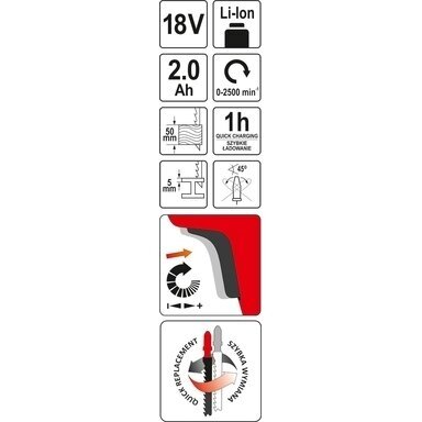 Siaurapjūklis akumuliatorinis 18V Li-ion Yato 1