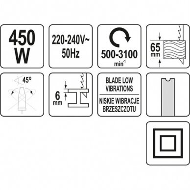 Siaurapjūklis elektrinis, mažos vibracijos 450W Yato 3