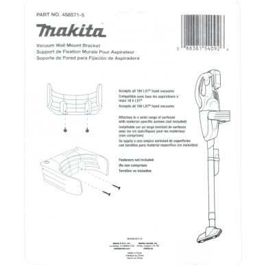 Sieninis laikiklis dulkių siurbliams MAKITA DCL180 ir DCL182 5