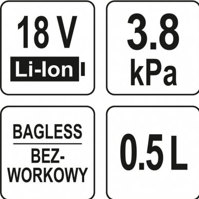 Siurblys akumuliatorinis 18V (be akumuliatoriaus) Yato 10