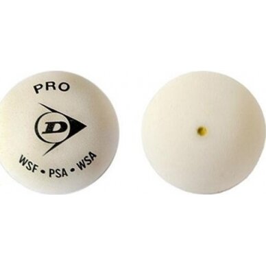 Skvošo kamuoliukai Dunlop Pro White 1 Yellow Dot 1