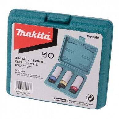 Smūginių galvų komplektas MAKITA P-90560 1/2" 1