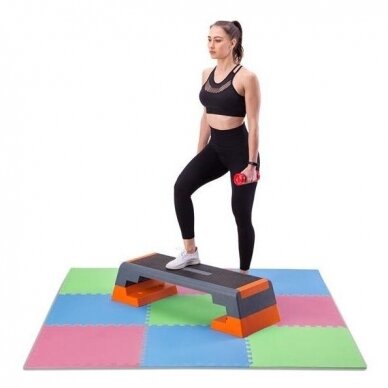 Sudedamas kilimėlis treniruotėms One Fitness MP10 žalias-mėlynas-raudonas, 60x60x1.0cm (9 dalių) 15