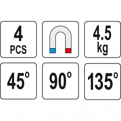 Suvirinimo kampų magnetinių rink.(4vnt)(45°-90°-135°) 2