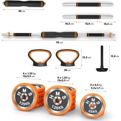 Svorių rinkinys HMS Pro Set SGZ215, 6in1, 15kg 15