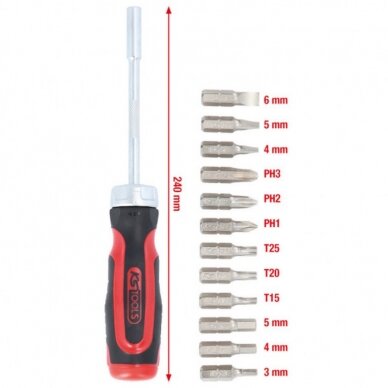 Terkšlinis atsuktuvas su antgaliais KS TOOLS 1/4'' 1