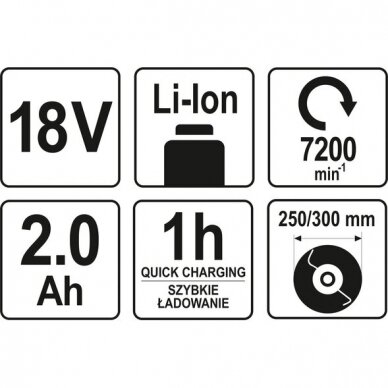 Trimeris akumuliatorinis 18V Li-ion Yato 1