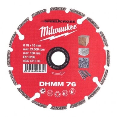 Universalus deimantinis diskas MILWAUKEE DHMM 76 76x10mm 1