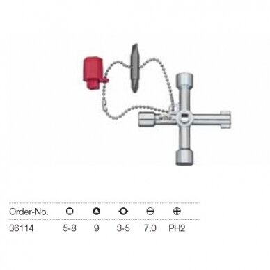 Universalus kryžiaus formos raktas WIHA Elektro 1