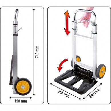 Vežimėlis prekių transportavimui sulankstomas 355x240mm 90kg Vorel 2